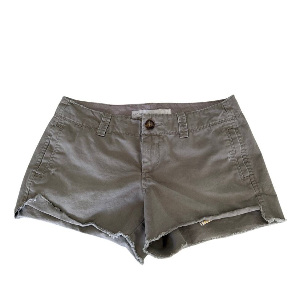 Old Navy Olive Khaki Low Rise Distressed Chino Shorts Size 2 Mini Hot Pants